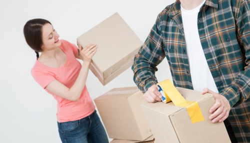 Household boxes and furniture prepared for transport