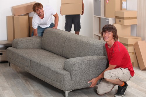 Business relocation items loaded for transport in a local move